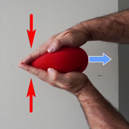 BallonDiscFlexedArrows540 - Brisbane Back Pain Program | McGill Certified Practitioner | Online Coaching A red balloon between two hands, force is increased at the front to compress the front of the disc, the contents are now force out towards the back to create a "bulge"